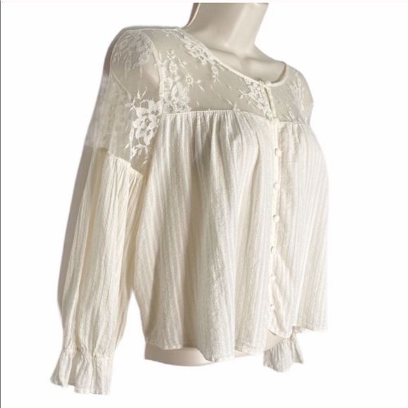 Elysium Lace Blouse Free People Medium - Picture 6 of 7